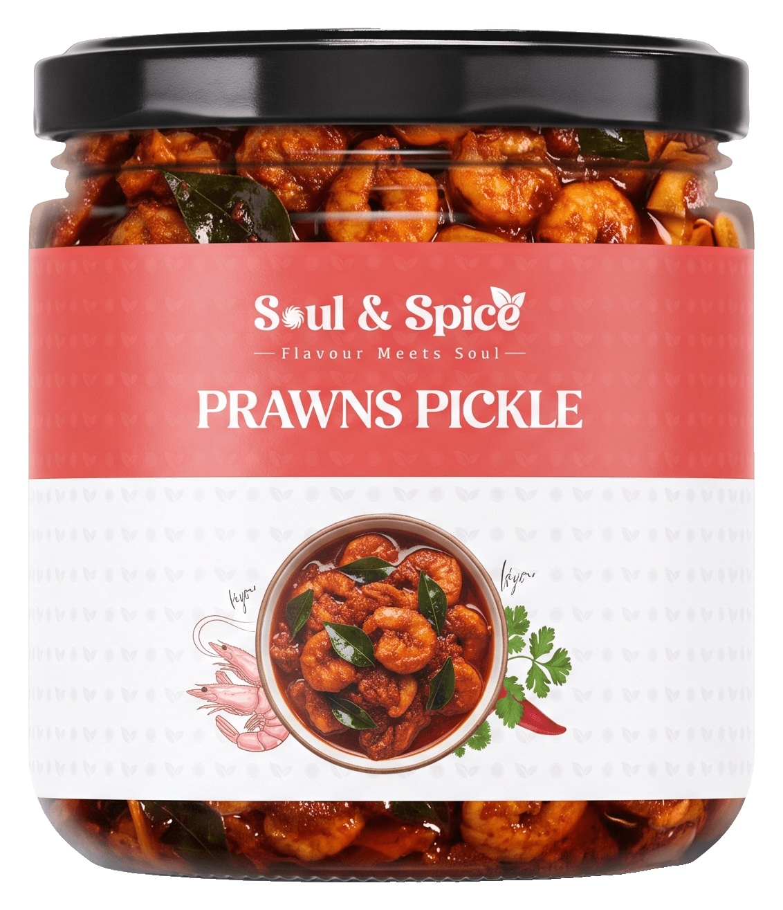 Prawns Pickle jar, front view
